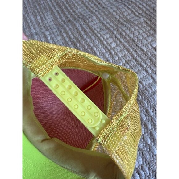 Vintage 90s Neon Yellow Foam Front Blank Trucker Hat SnapBack Adult Adjustable - Picture 5 of 6